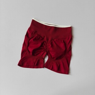 欧美无缝瑜伽短裤女紧身蜜桃提臀运动塑形菊花裤外穿跑步健身短裤