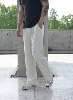 夏季薄款运动垂感弯刀长裤速干高弹阔腿裤透气宽松健身休闲裤子男