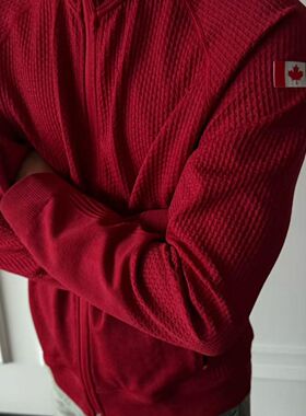 lu红色立领拉链健身卫衣男女修身显壮夹克户外休闲运动开衫外套潮