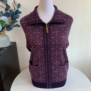 奶奶装花色针织开衫毛衣秋冬中老年妈妈装老太太衣服宽松拉链上衣