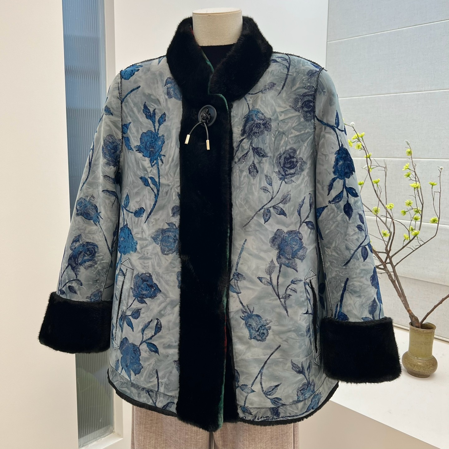 冬季奶奶装双面穿搭加厚皮毛一体