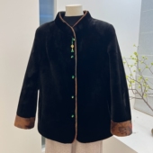 冬季 老太太喜庆中老年皮毛一体加厚外套宽松保暖盘扣立领妈妈装 女