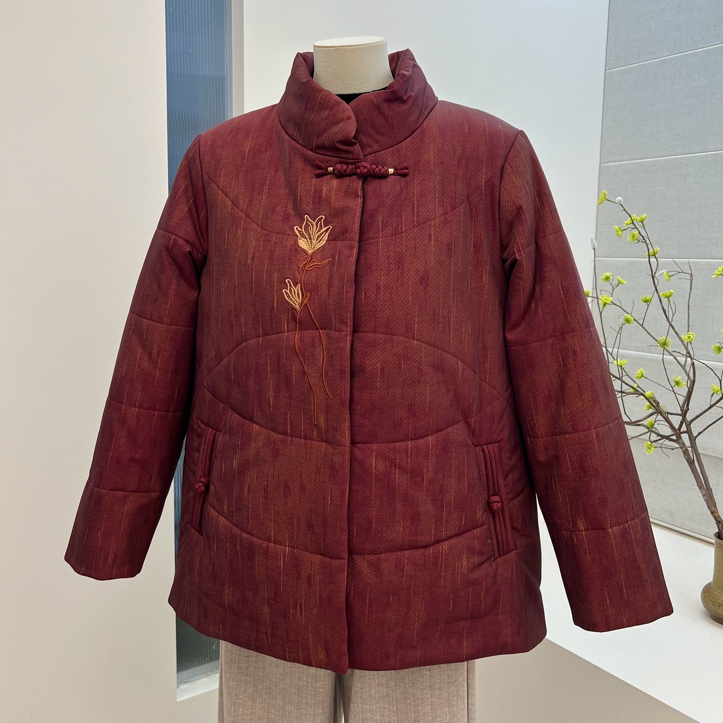 冬季奶奶装保暖加厚棉服外套立领