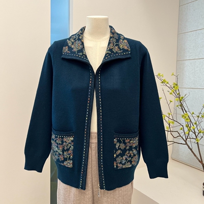 秋冬中老年妈妈装针织外套翻领