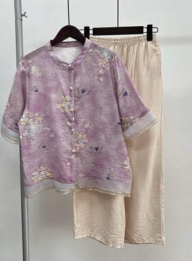 2025夏季新品薄款妈妈装衬衫套装