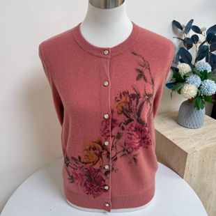 100纯羊毛宽松大码妈妈装开衫毛衣中老年圆领长袖针织衫毛线上衣