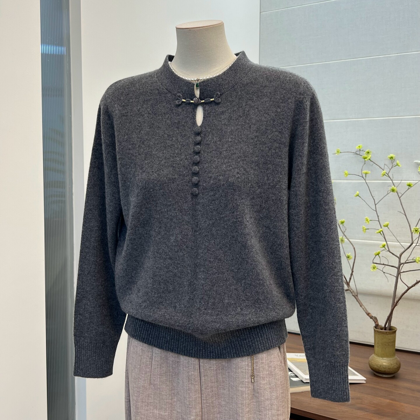 100纯羊毛衫女妈妈装新中式毛衣