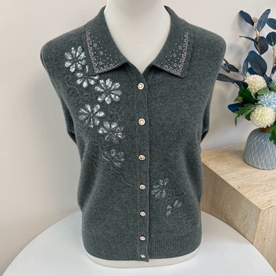 100纯羊毛秋冬妈妈装针织开衫