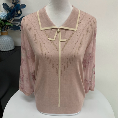 春秋新品妈妈装T恤七分纱袖