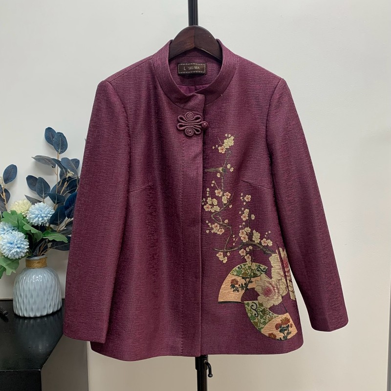 国风奶奶高档衬衫女中老年人春季长袖妈妈春秋薄款外套老太太衣服