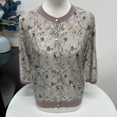 春夏薄款花色妈妈装T恤五分袖