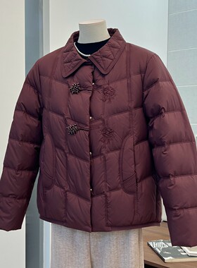新中式妈妈羽绒服女冬季短款翻领