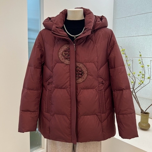 连帽拉链上衣女 抗寒保暖羽绒服外套中老年老太太中长款 冬季 妈妈装