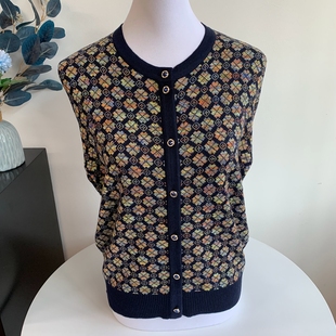 高端秋冬中老年奶奶装针织开衫老太太毛衣妈妈花色圆领长袖上衣女