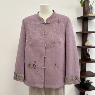 国风套装妈妈装外套刺绣新中式秋冬新款上衣中老年大码夹克女装