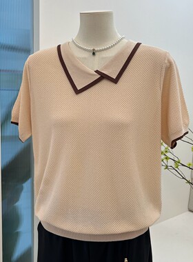 夏季薄款年轻妈妈装t恤翻领套头
