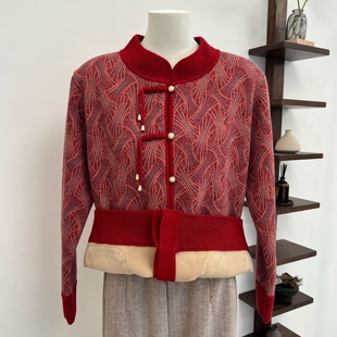 加绒加厚冬季中老年奶奶装旗袍领大码宽松保暖花色妈妈老人外套女