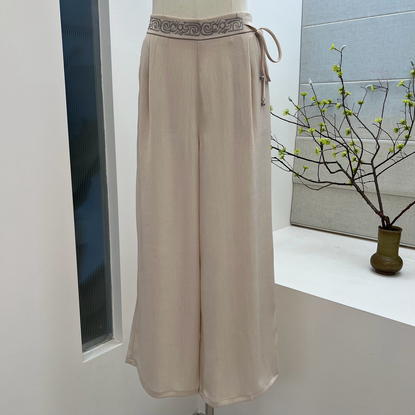 夏季新品薄款妈妈裤松紧带阔腿裤