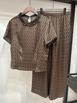 奶奶装T恤短袖两件套老太太夏季