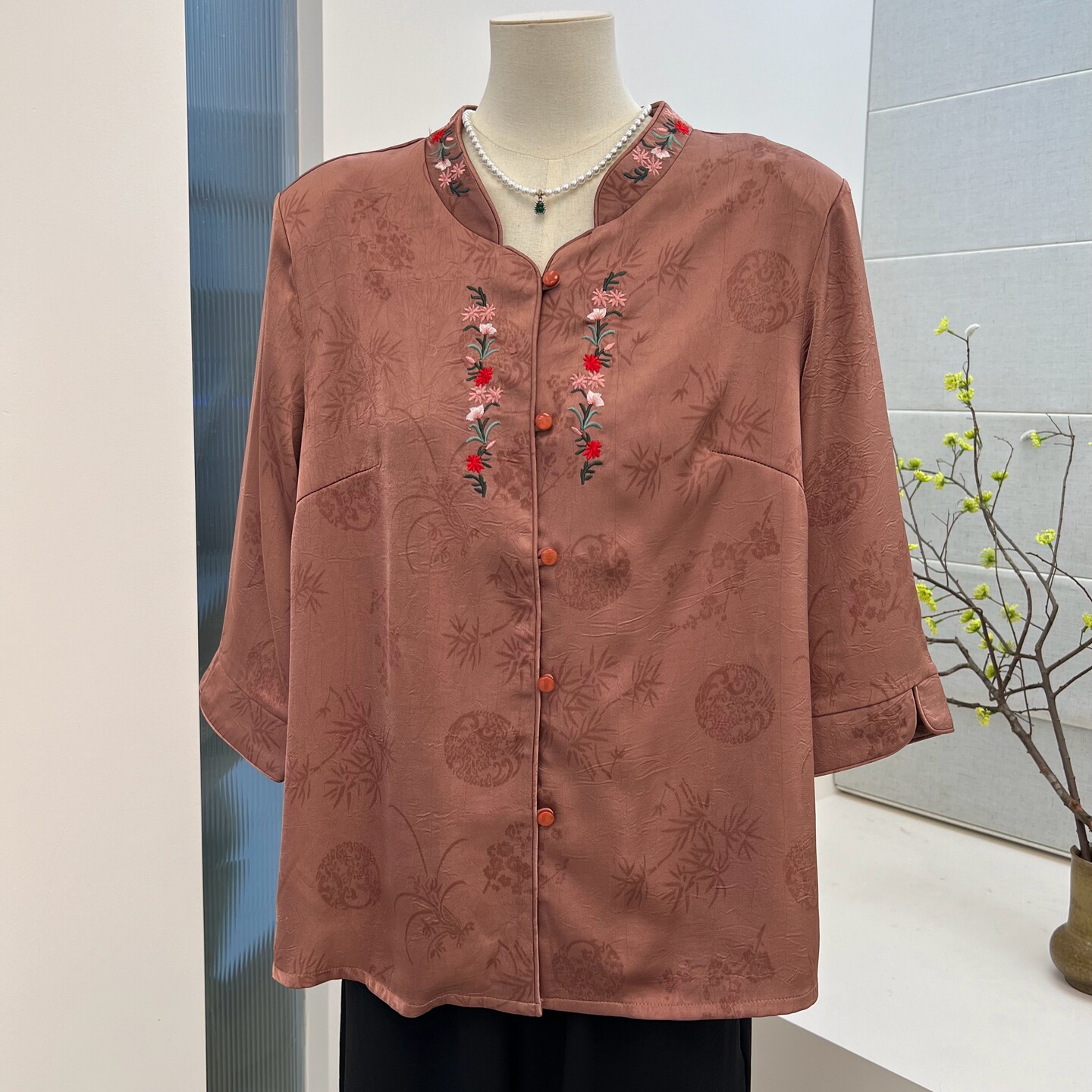 老太太薄款夏季中式衬衫