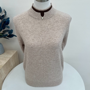 秋冬双层半高领100纯羊毛妈妈装针织衫毛衣宽松大码中老年纯色女