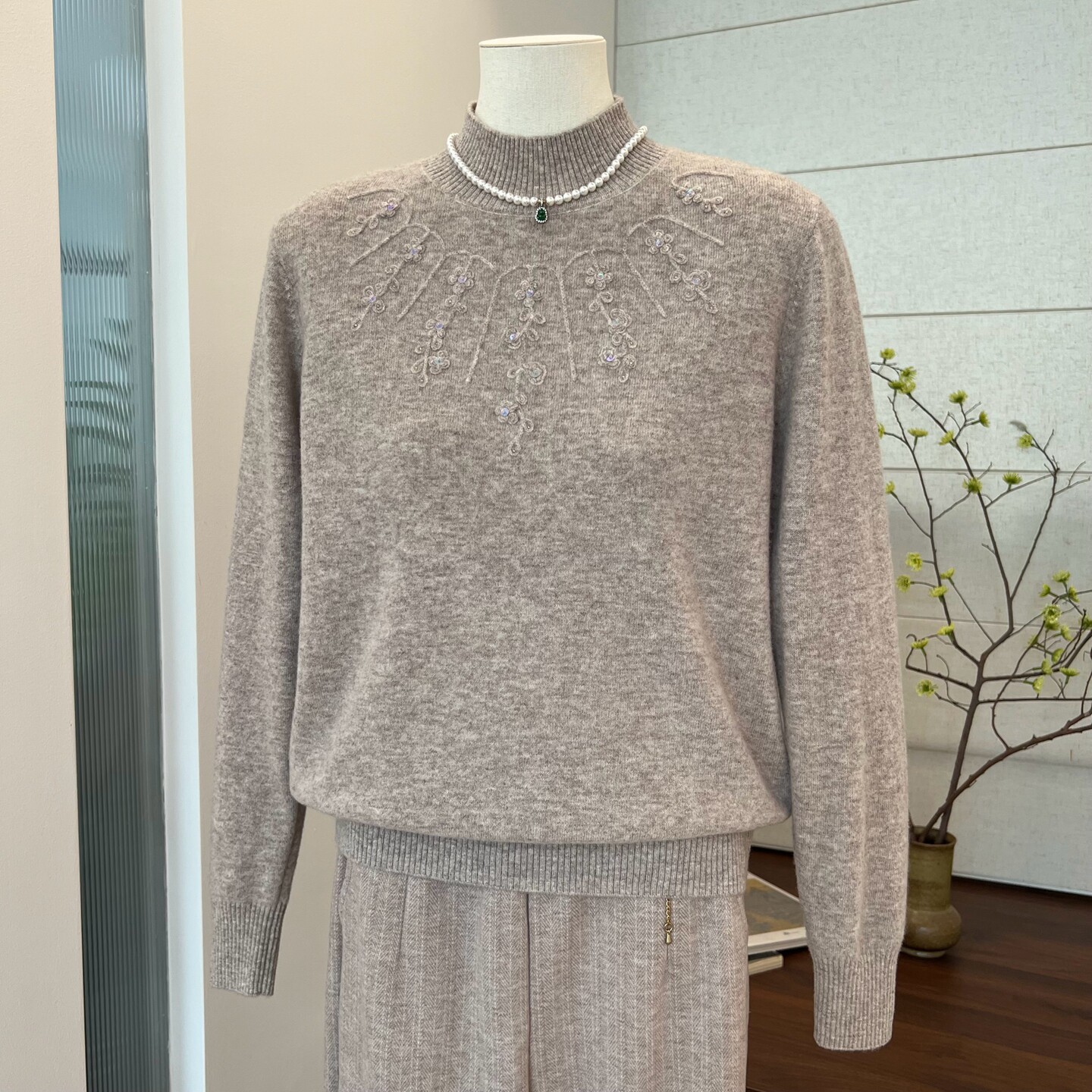 秋冬中年女士100纯羊毛针织衫