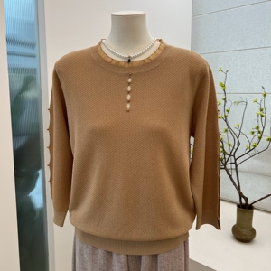 春季针织衫妈妈装t恤套头宽松上衣中老年金丝薄款春秋七分袖女装