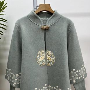 春秋毛衣女衫 套装 两件套上衣针织开衫 高端秋冬加绒国风中年妈妈装