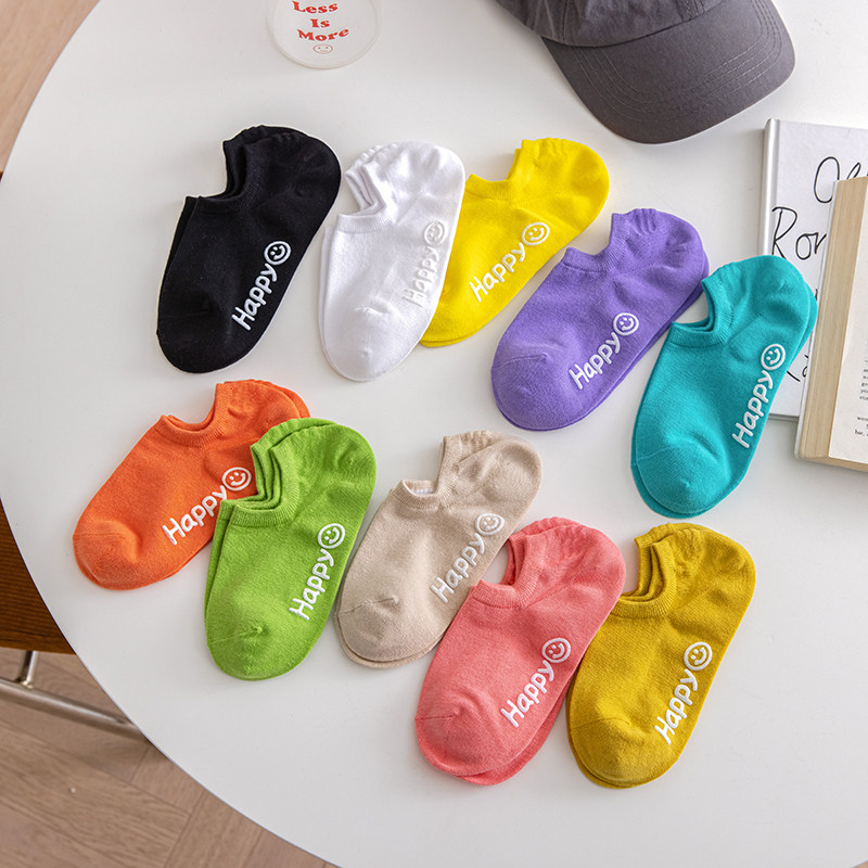 春夏季薄款隐形袜女糖果色硅胶防滑不掉跟浅口袜纯棉低帮纯色袜子