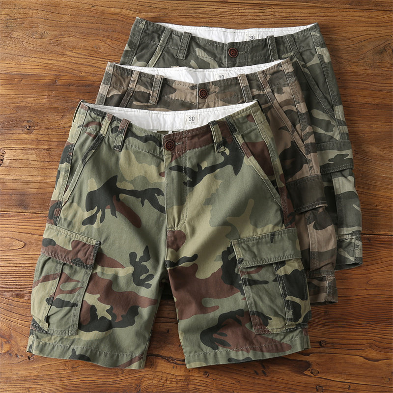 夏季户外迷彩工装短裤男宽松直筒多口袋休闲五分裤重磅青年运动裤,男装,短裤,淘宝优惠券,粉丝福利购,淘宝优惠卷