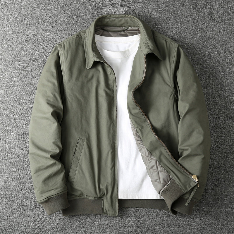 冬季商务休闲青年翻领夹棉厚款夹克外套男 户外工装水洗纯棉上衣