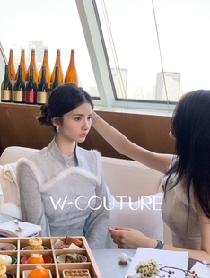 今宵明月Wcouture原创新中式 水貂毛 缎面提花改良无袖旗袍领上衣