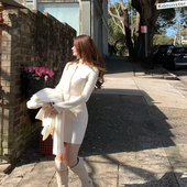 大白兔Wcouture原创 修身 百搭韩风不费力羊毛针织收腰连衣短裙