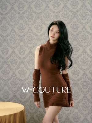 一字裙羊毛针织高龄修身连衣裙