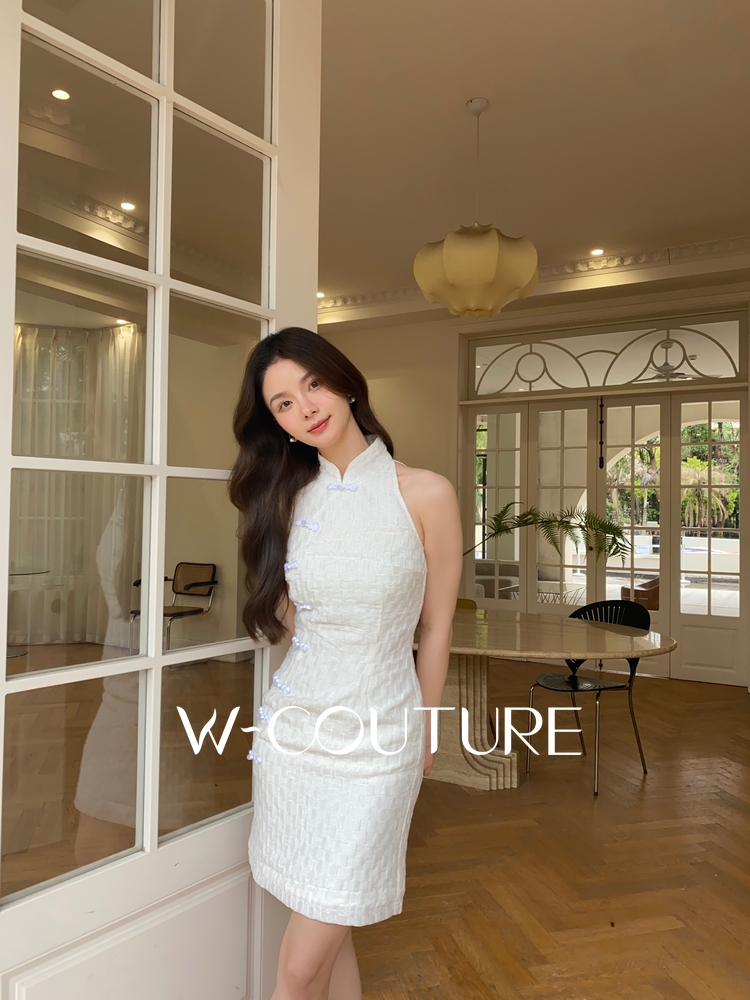 无暇睡莲Wcouture原创 新中式  透明真丝压花 旗袍连衣短裙 - 封面