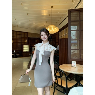 连衣短裙 假两件拼接修身 奈奈子Wcouture漫画里走出来 甜美少女