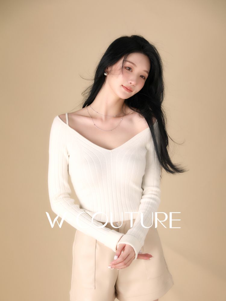 Wcouture大v领套头针织上衣