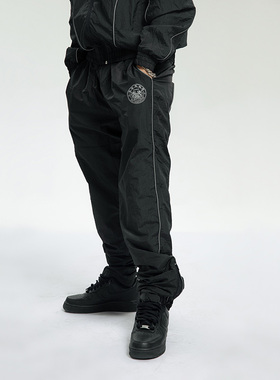 RTVG[RETROVEGAS]国潮牌街头男女反光印花修身休闲运动套装长裤黑