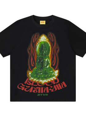 *RTVG*RETROVEGAS夏季新款国潮牌新中式男女休闲玉观音黑短袖T恤