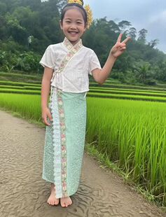 新款西双版纳傣族服装女童民族套装云南传统民族风服饰小清新仙女