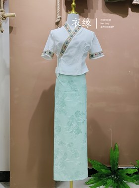 西双版纳傣族服装女夏季新款显瘦气质款茶服工作服夏季小清新服饰