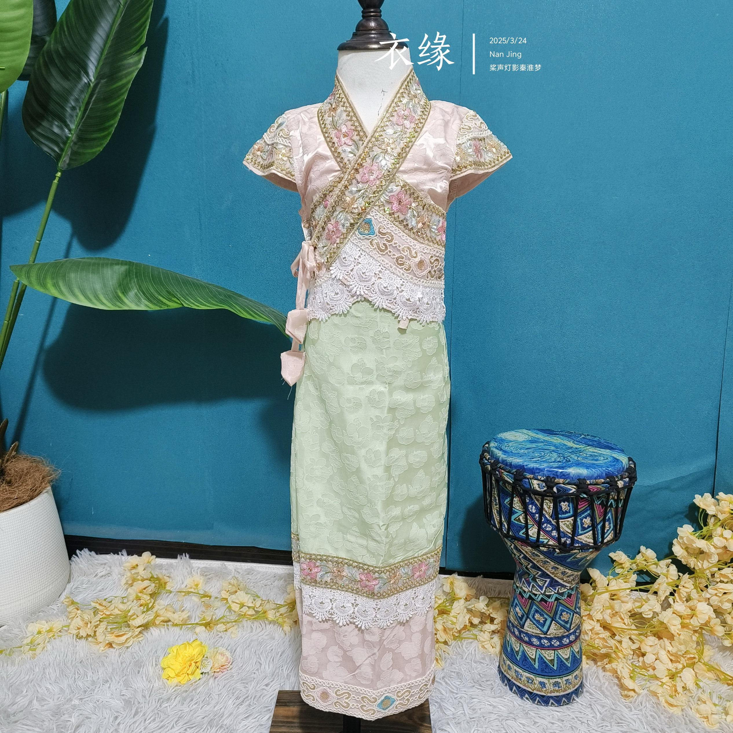 新款西双版纳泼水节傣族服装儿童女傣族提花套装舞蹈表演演出服夏