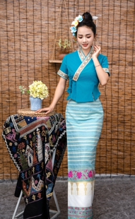 新款西双版纳傣族民族服装女上衣长裙传统傣族裙生活套装日常装