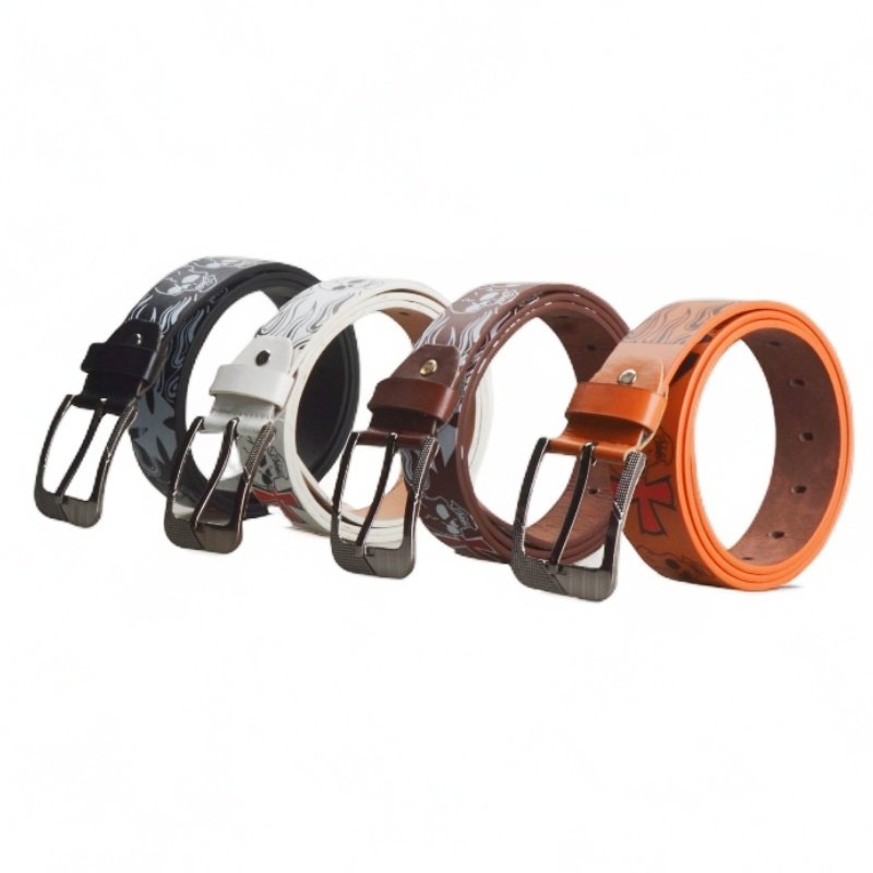 腰带男设计感小众新款骷髅头男士皮带女式装饰青少年帆布牛仔裤带