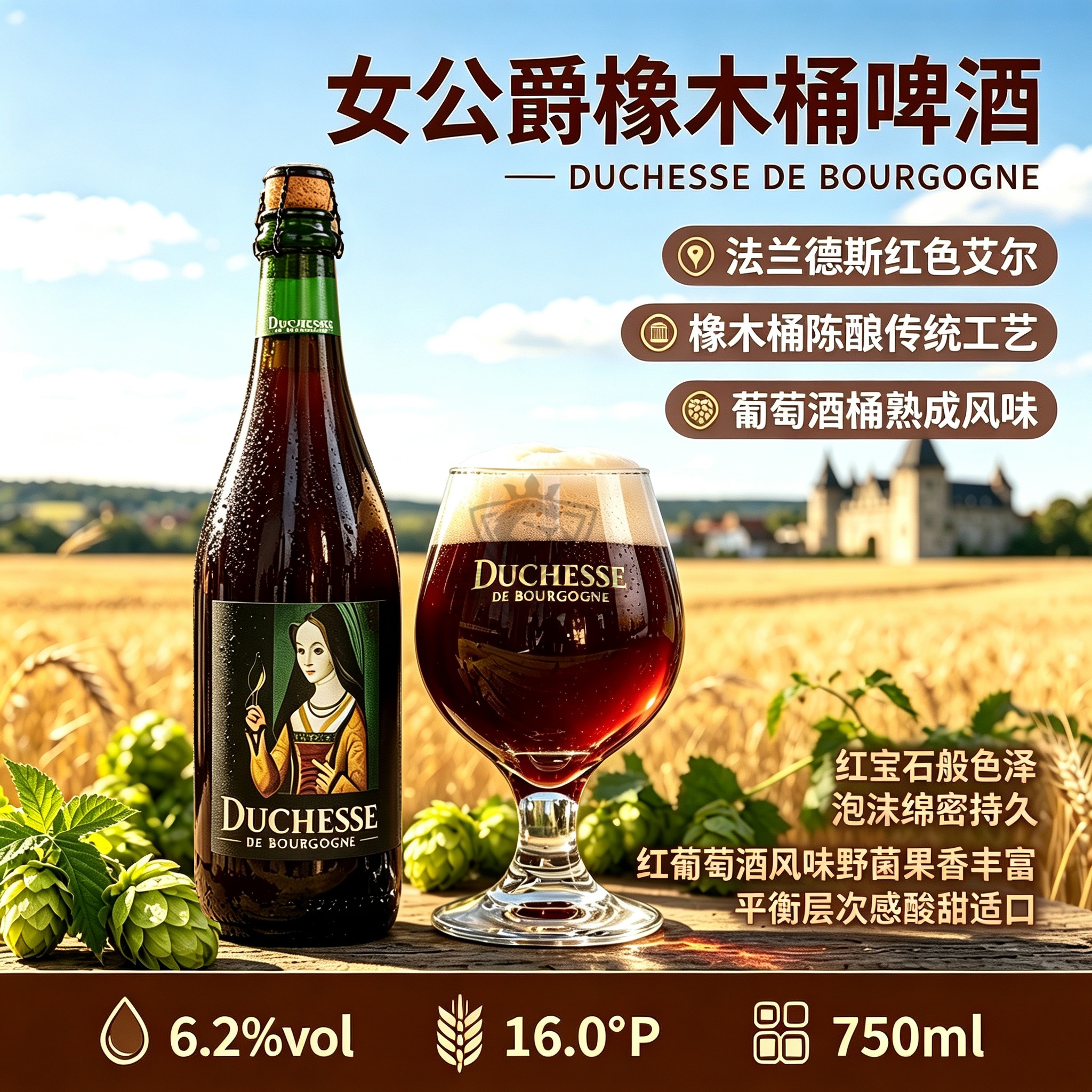 勃艮第女公爵橡木桶酸啤法兰德斯酸艾尔精酿啤酒比利时进口750ml