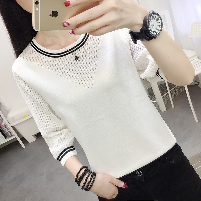 夏季新款宽松冰丝白色短款针织薄