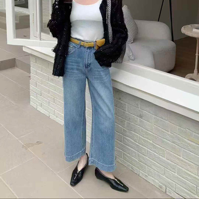 韩尚裤业2025春夏新款窄版九分直筒裤女小个子超好看梨型牛仔裤