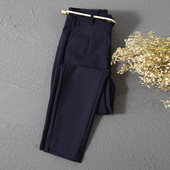 2026春秋新款 藏青色裤 西装 女高腰显瘦小脚九分裤 子 裤 艾可拉芙女裤