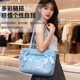 大容量痛包多巴胺清新可爱风潮流二次元缎带结日系单肩包