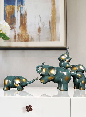 北欧轻奢大象摆件一家四口母子象创意房间客厅玄关装饰品婚庆礼品